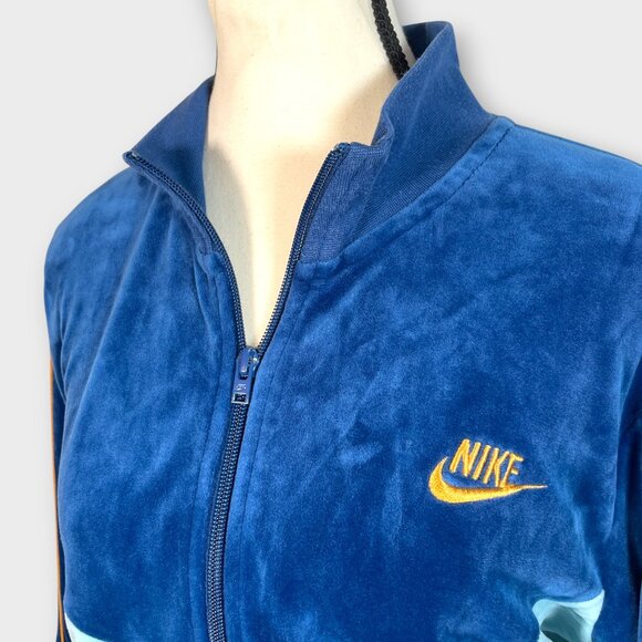 NIKE Velour Cropped Jacket XL Blue Full Zip - Picture 5 of 11